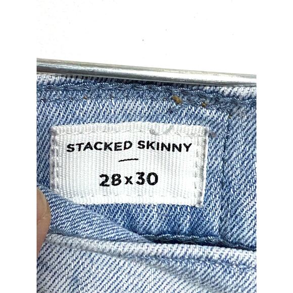 Pacsun Stacked Skinny Blue Jeans Mens 28x30 Distressed Ripped Grunge Skater Y2K - Picture 8 of 10